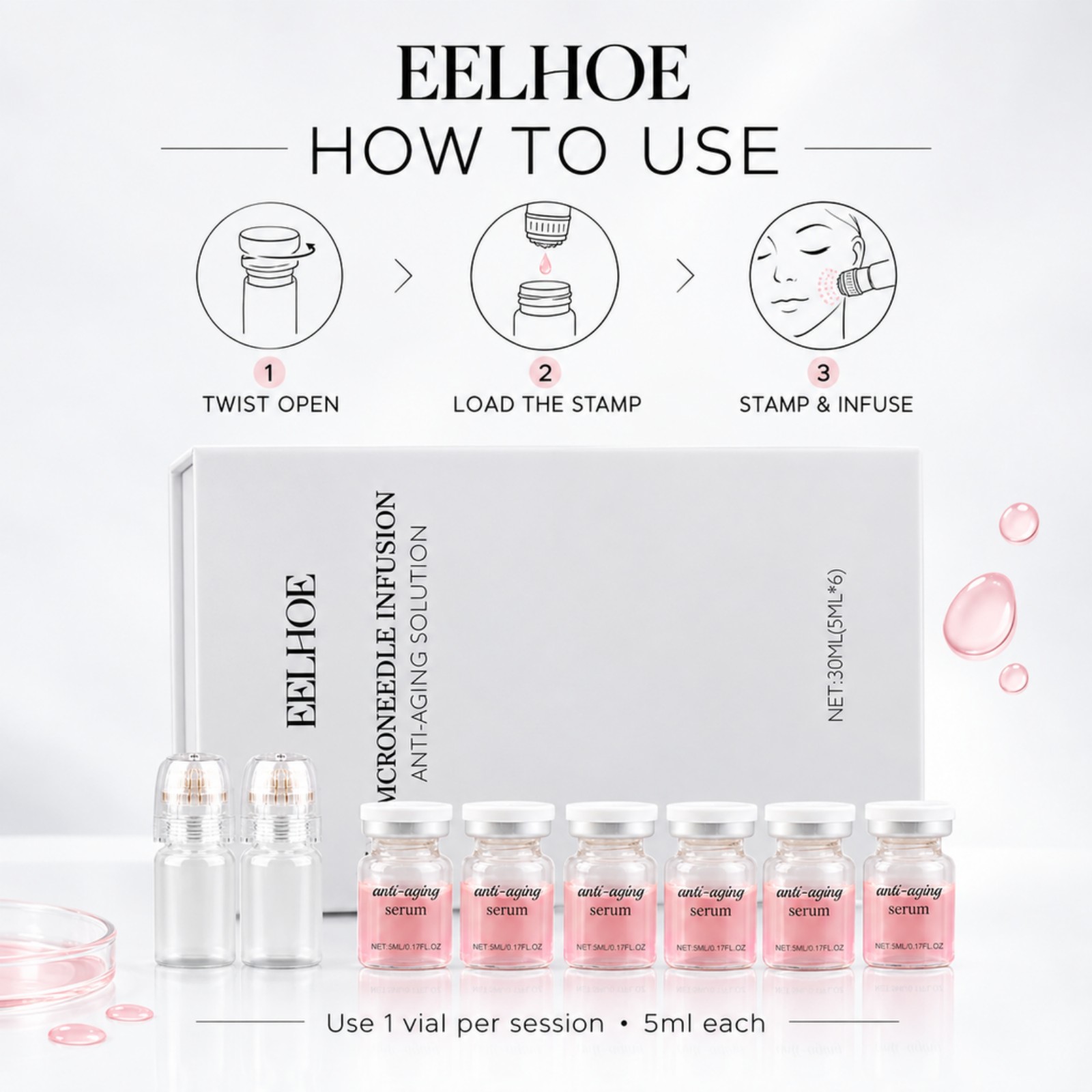 0.2mm Microneedle Serum Kit 6  - Hyaluronic Acid Facial Serum review and price