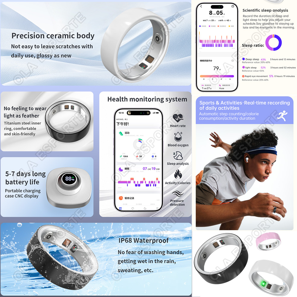 Ceramic Smart Ring Heart Rate  - Health Monitors review and price